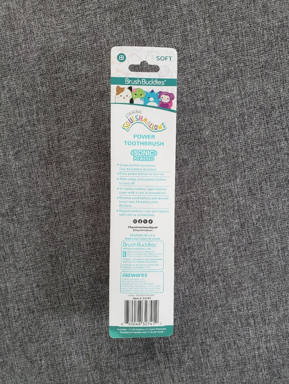 Squishmallows Sonic Powered Brush Buddies Toothbrush - Soft
